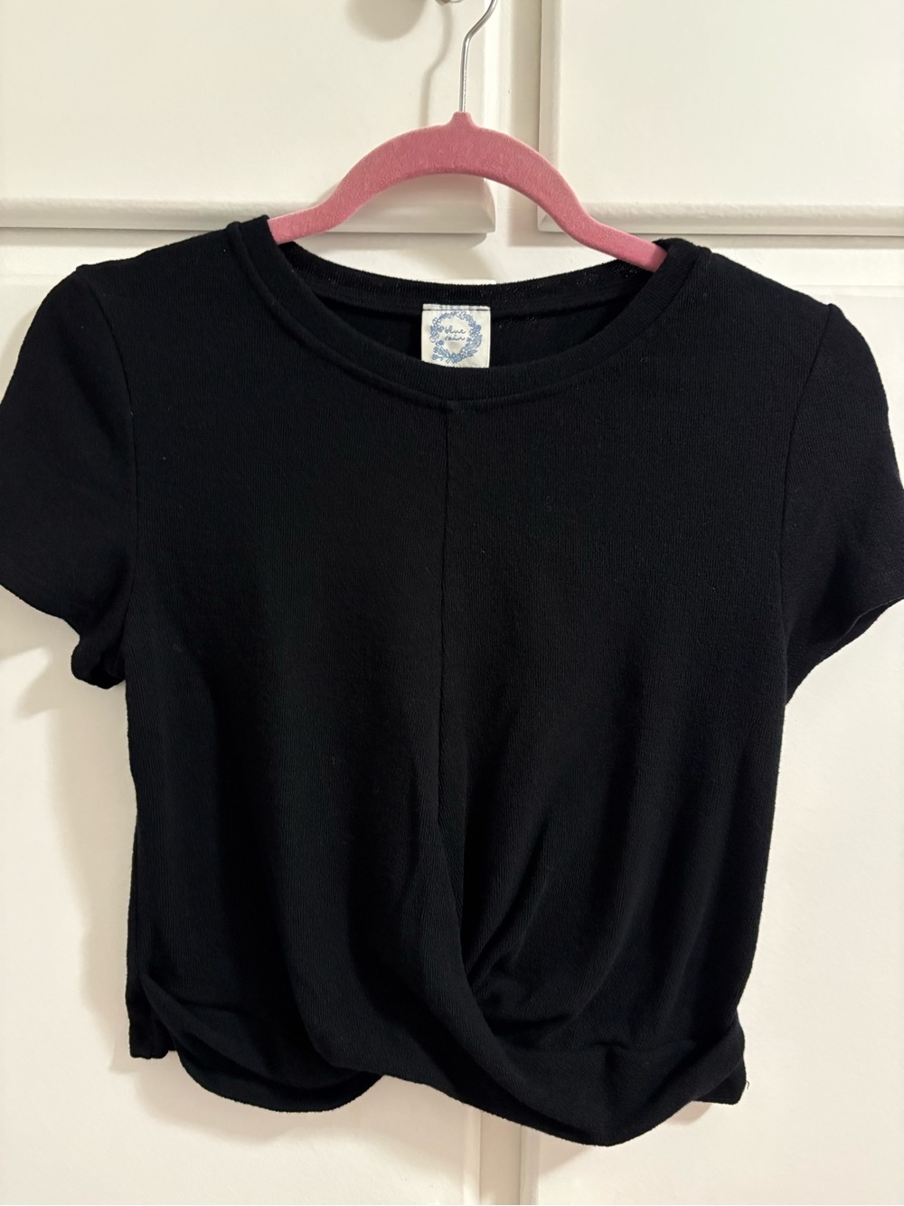 Blue Rain Black Short-Sleeve Tee with Twist Detail